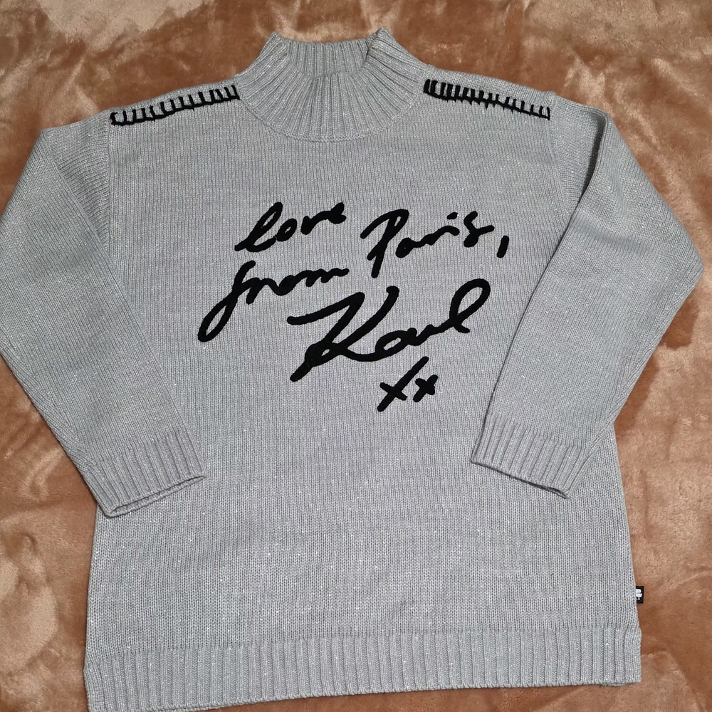 Karl Lagerfeld Gray Sweater with Black Script